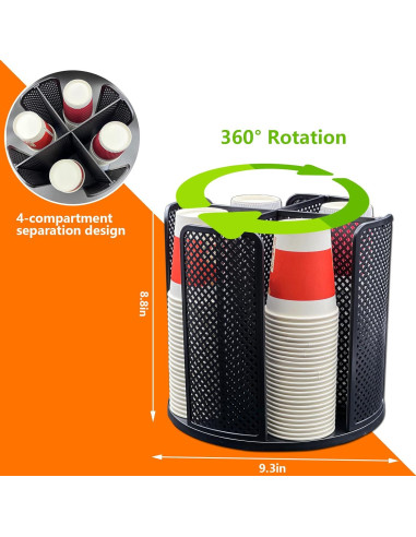 Dispensador Rotativo de Tazas de Papel CITZCFYU Negro 80 Tazas