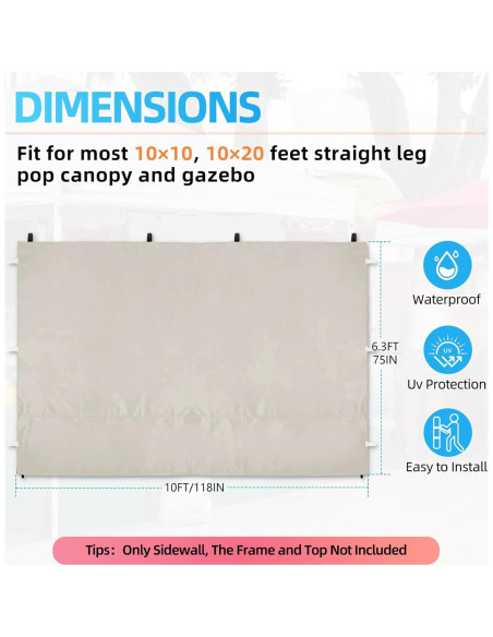 Pared Lateral Toldo Joramoy 10x10 Beige Impermeable UV Pared Lateral Toldo Joramoy 10x10 Beige Impermeable UV