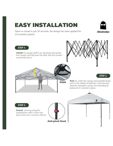 Carpa Plegable 3.05x3.05m MordenApe con Luz Mejorada