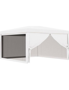 Carpa de Fiesta BUKSCYJS 4x4m con Paredes de Malla Blanca 2