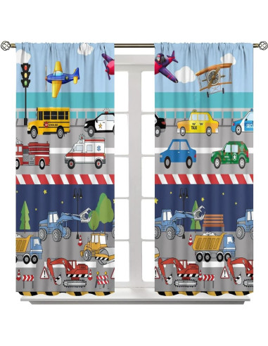 Cortinas de Niños SXXLDNG 2 Paneles 106x213 cm Autos