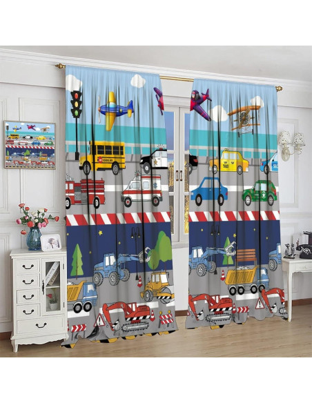 Cortinas de Niños SXXLDNG 2 Paneles 106x213 cm Autos Cortinas de Niños SXXLDNG 2 Paneles 106x213 cm Autos