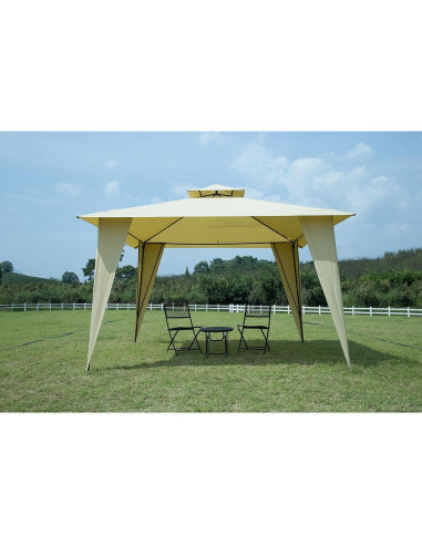 Gazebo de Metal GOJOOASIS 3.66x3.66m Beige con Malla