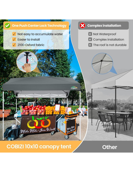 Carpa Plegable COBIZI 10x10m Gris con 1 Pared Lateral Impermeable Carpa Plegable COBIZI 10x10m Gris con 1 Pared Lateral Impermeable