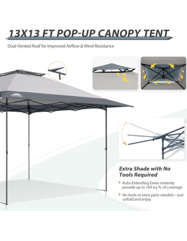 Carpa Plegable EAGLE PEAK 13x13 Gris Claro Resistente al Agua
