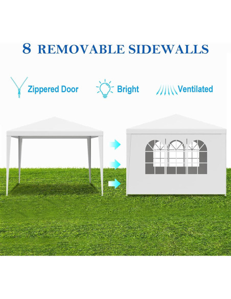 Carpa de Fiesta 3x3m YJSPSSW con 4 Paredes Removibles Blanca Carpa de Fiesta 3x3m YJSPSSW con 4 Paredes Removibles Blanca