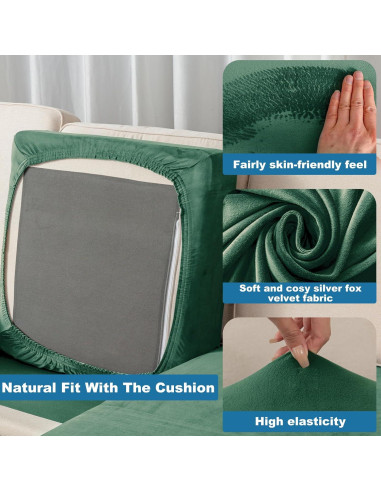 Funda de Sofá de Terciopelo Taque Verde Navidad 1 Pieza Lavable