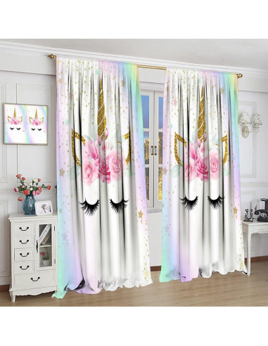 Cortinas de Unicornio SXXLDNG 2 Paneles 91x160 cm