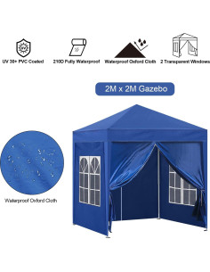 Gazebo de Jardín OFCASA 2M x 2M Impermeable Azul 2