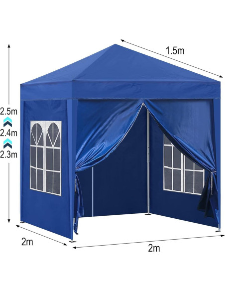 Gazebo de Jardín OFCASA 2M x 2M Impermeable Azul Gazebo de Jardín OFCASA 2M x 2M Impermeable Azul