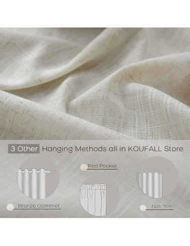 Cortinas KOUFALL de Lino Beige 2 Paneles 1.84 kg 108x183 cm
