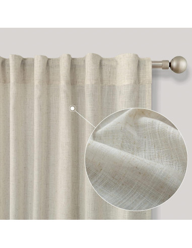 Cortinas KOUFALL de Lino Beige 2 Paneles 1.84 kg 108x183 cm