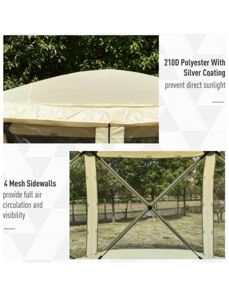 Carpa de Camping Plegable Genérico 3x3m con Pantalla Beige Carpa de Camping Plegable Genérico 3x3m con Pantalla Beige