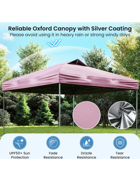 Carpa Plegable HAPPYGRILL 3 Niveles 10x10 ft Rosa Carpa Plegable HAPPYGRILL 3 Niveles 10x10 ft Rosa