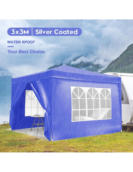 Carpa Plegable 3x3m AnhuaUSA con 4 Paredes Removibles Carpa Plegable 3x3m AnhuaUSA con 4 Paredes Removibles