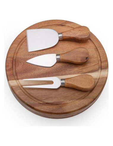 Tabla de Queso Redonda Deslizante ILEAF 19 cm Madera Acacia