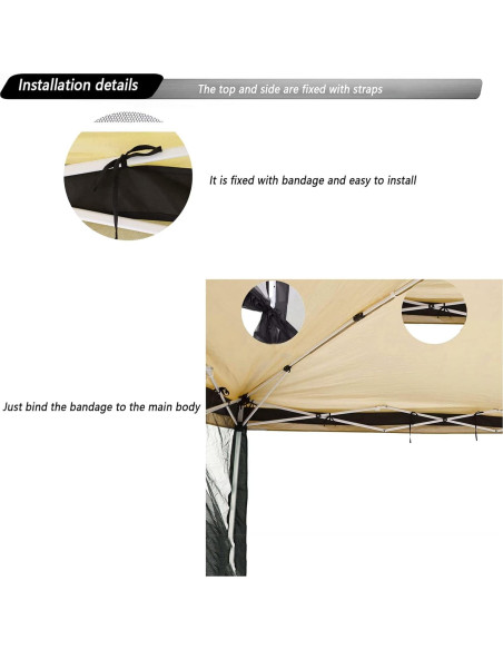 Mosquitero de Reemplazo SOOSPE-MZ para Gazebo 10x10 Negro Mosquitero de Reemplazo SOOSPE-MZ para Gazebo 10x10 Negro