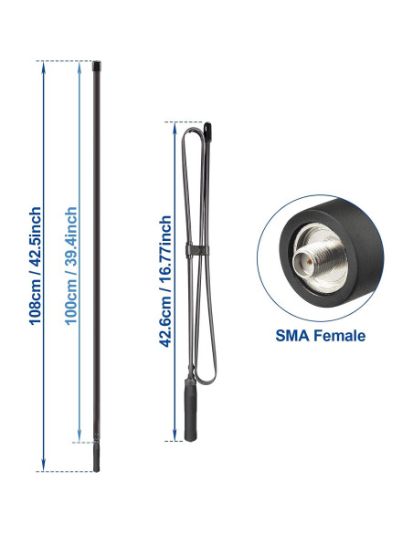 Antena Táctica Bingfu 108 cm VHF UHF 136-520MHz SMA Femenina Antena Táctica Bingfu 108 cm VHF UHF 136-520MHz SMA Femenina