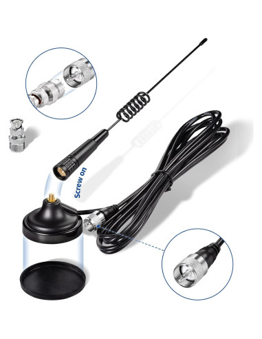 Antena de Radio CB Bingfu 27MHz con Base Magnética 33cm