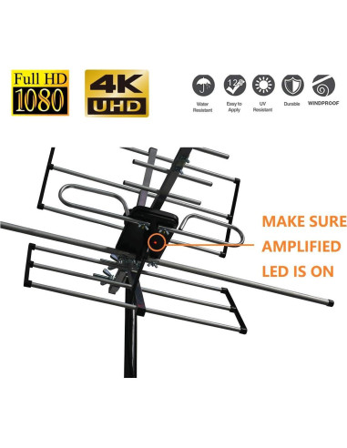Antena HDTV Exterior McDuory DA-210 Amplificada 193 km