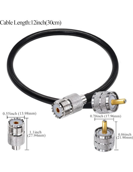 Cable Coaxial UHF RG58 Tuolnk 50cm Macho a Hembra 2PCS Cable Coaxial UHF RG58 Tuolnk 50cm Macho a Hembra 2PCS