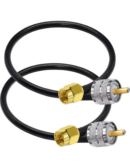 Cable coaxial RG58 30cm SMA macho a UHF macho Tuolnk - 2 piezas Cable coaxial RG58 30cm SMA macho a UHF macho Tuolnk - 2 piezas