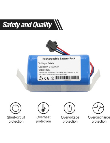 Batería de Reemplazo 14.4V 3400mAh para Aspiradoras AIRROBO
