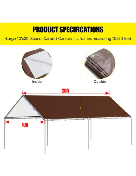 Cubierta de Reemplazo Toldo DWALE 10x6m Impermeable UV Marrón Cubierta de Reemplazo Toldo DWALE 10x6m Impermeable UV Marrón