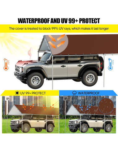 Cubierta de Reemplazo Toldo DWALE 10x6m Impermeable UV Marrón