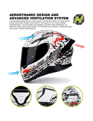 Casco HAX Impulse Escorpión DOT Cara Completa 2,04 kg