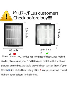 Kit de Repuesto DrAer para iRobot Combo j7 j9 Filtros Tamaño B 2
