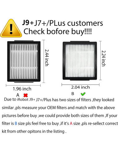Kit de Repuesto DrAer para iRobot Combo j7 j9 Filtros Tamaño B