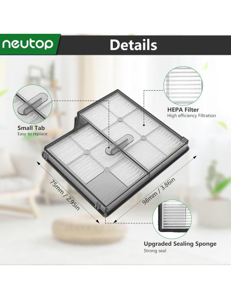 Filtros HEPA Neutop para Roborock Saros 10 y G30 - Paquete de 8 Filtros HEPA Neutop para Roborock Saros 10 y G30 - Paquete de 8
