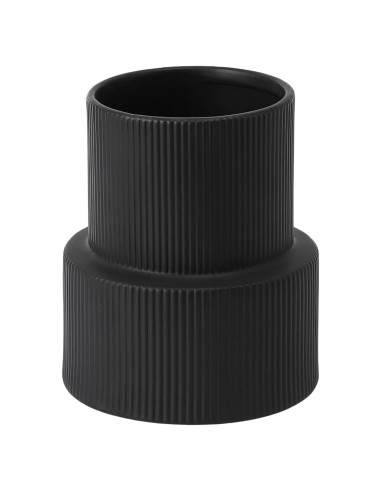 Jarrón de Cerámica Negra YANWE1 Grande Estriado 19 cm