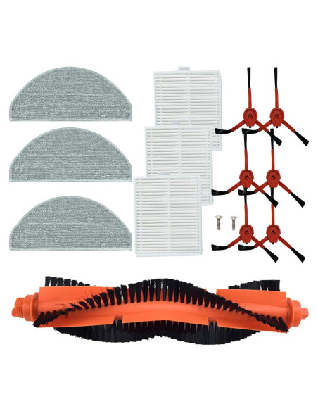 Kit de Repuestos para Aspiradora Robot BPMIO B20 Plus - 1 Cepillo Principal, 6 Laterales, 3 Filtros HEPA, 3 Paños de Mopa Kit de Repuestos para Aspiradora Robot BPMIO B20 Plus - 1 Cepillo Principal, 6 Laterales, 3 Filtros HEPA, 3 Paños de Mopa