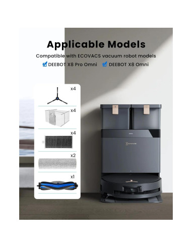 Kit de Accesorios 16 Piezas Rrochio para Ecovacs Deebot X8 Pro Omni