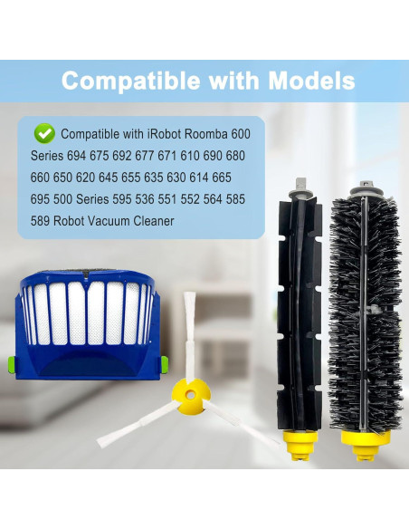 Piezas de Repuesto iRobot Roomba 600/500 - 1 Cepillo, 3 Filtros Piezas de Repuesto iRobot Roomba 600/500 - 1 Cepillo, 3 Filtros