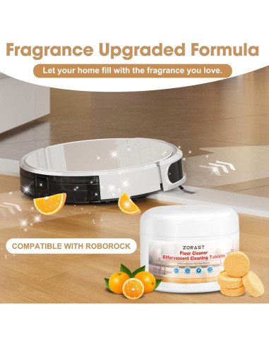 Tabletas de Limpieza ZORAST para Roborock, 50 PCS, Aroma Naranja
