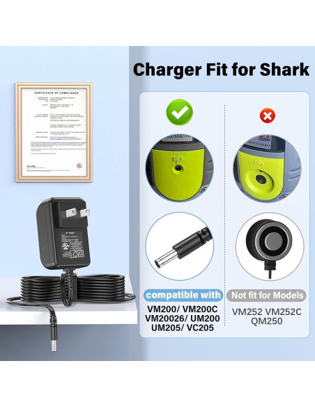 Cargador de Reemplazo HIENADTOR para Shark VACMOP VM200 10.8V Cargador de Reemplazo HIENADTOR para Shark VACMOP VM200 10.8V