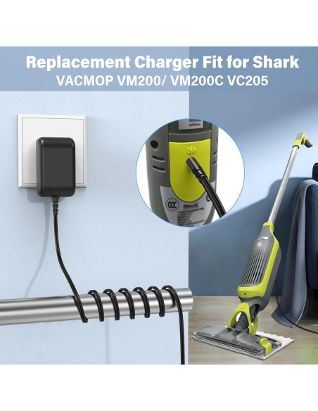 Cargador de Reemplazo HIENADTOR para Shark VACMOP VM200 10.8V Cargador de Reemplazo HIENADTOR para Shark VACMOP VM200 10.8V
