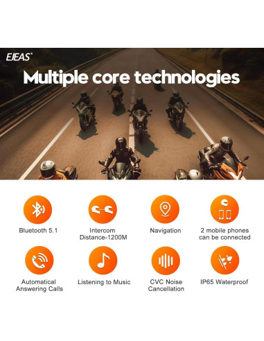 Intercomunicador Bluetooth EJEAS V7 para Motocicleta 1200m