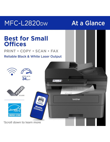 Impresora Láser Monocromática Brother MFC-L2820DW 4-en-1 Impresora Láser Monocromática Brother MFC-L2820DW 4-en-1