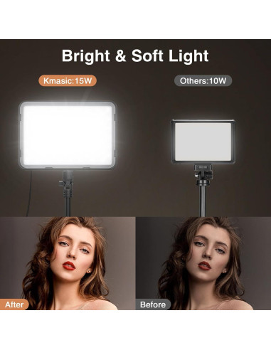 Kit de Iluminación LED Kmasic 2 Luces con Trípode 160cm 15W