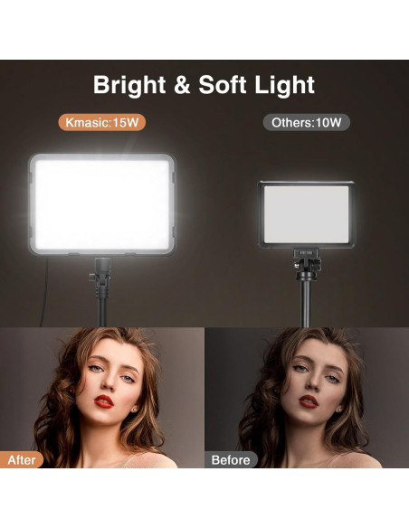 Kit de Iluminación LED Kmasic 2 Luces con Trípode 160cm 15W Kit de Iluminación LED Kmasic 2 Luces con Trípode 160cm 15W
