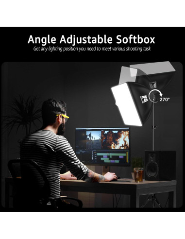 Kit de Iluminación Softbox NiceVeedi 40.64 cm con Trípode 160 cm