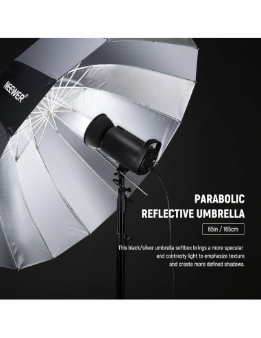 Paraguas Reflectante Parabólico NEEWER 165cm con Difusor
