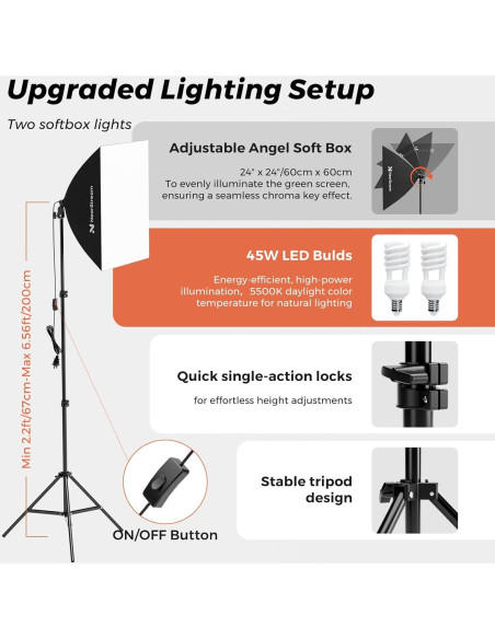 Kit de Iluminación Profesional VK40 con Fondo Verde 3x3m Kit de Iluminación Profesional VK40 con Fondo Verde 3x3m