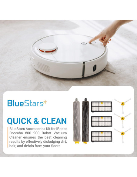 Kit de Repuesto BlueStars para iRobot Roomba 800 900 - 1 Extractor, 3 Filtros HEPA, 3 Cepillos Kit de Repuesto BlueStars para iRobot Roomba 800 900 - 1 Extractor, 3 Filtros HEPA, 3 Cepillos