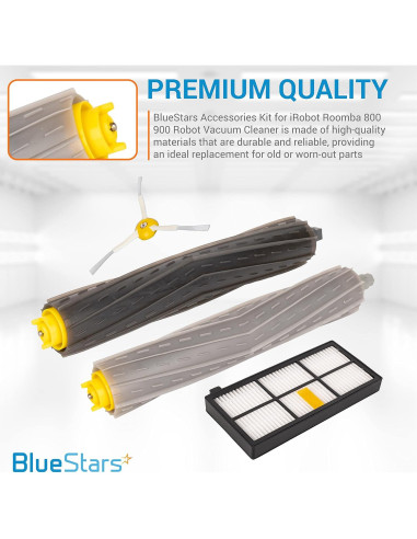 Kit de Repuesto BlueStars para iRobot Roomba 800 900 - 1 Extractor, 3 Filtros HEPA, 3 Cepillos