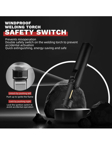 Encendedor de Antorcha ELCELC Recargable Butano Negro 18cm